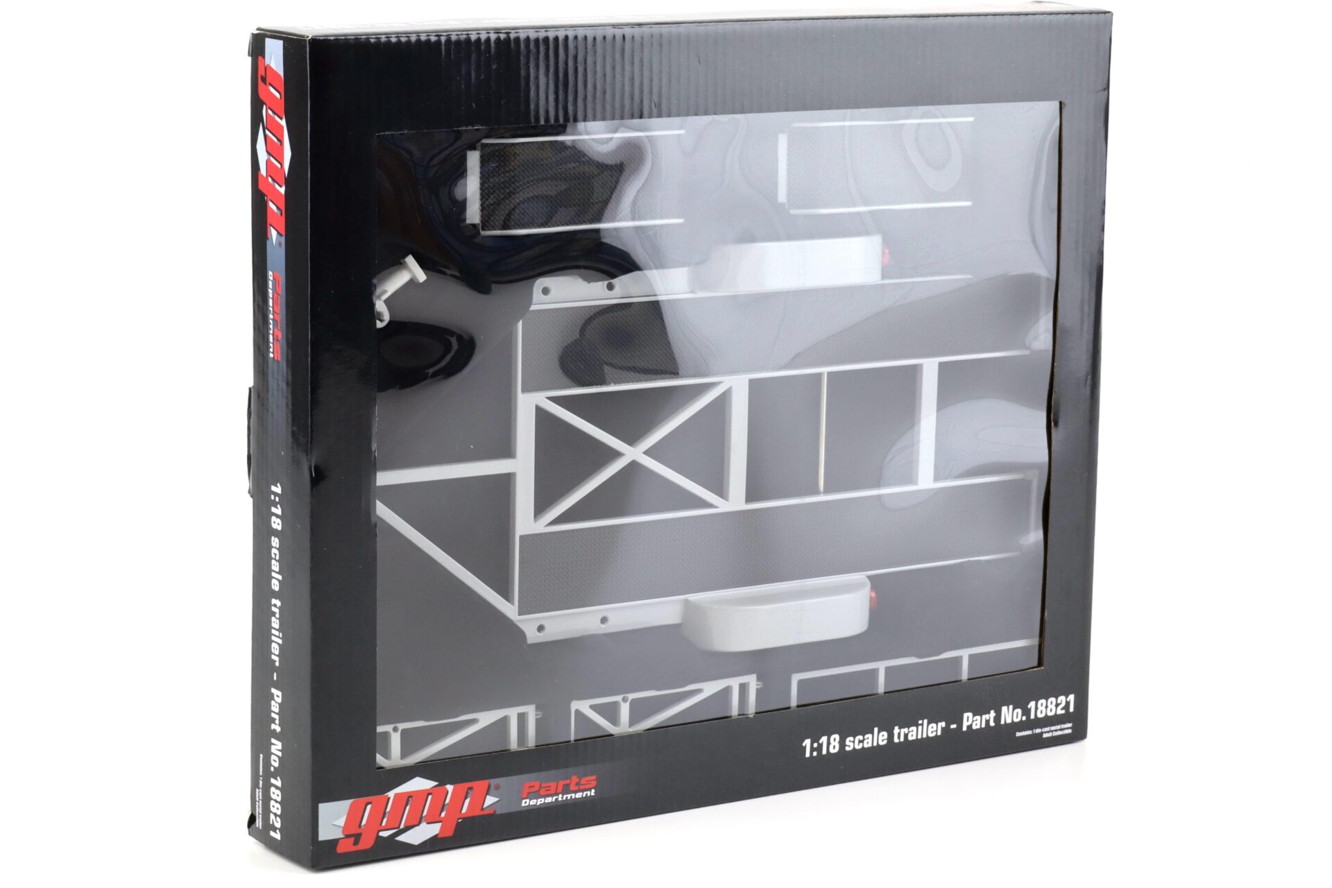 1:18 GMP Tandem Car Trailer Anhänger grey/ black Diorama Zubehör