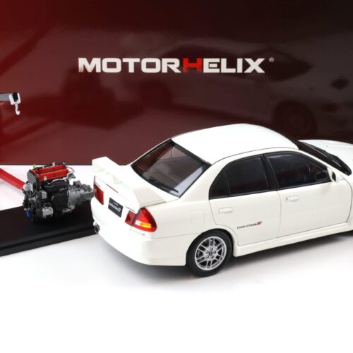1:18 Motorhelix Mitsubishi Lancer EVO 4 IV Scotia white 1999 with engine M84003