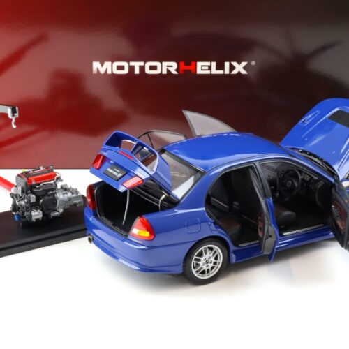 1:18 Motorhelix Mitsubishi Lancer EVO 4 IV Icelle blue 1999 with engine M84005