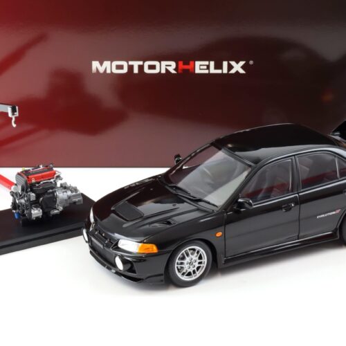 1:18 Motorhelix Mitsubishi Lancer EVO 4 IV Pyreness black 1999 with engine M84002