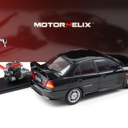 1:18 Motorhelix Mitsubishi Lancer EVO 4 IV Pyreness black 1999 with engine M84002