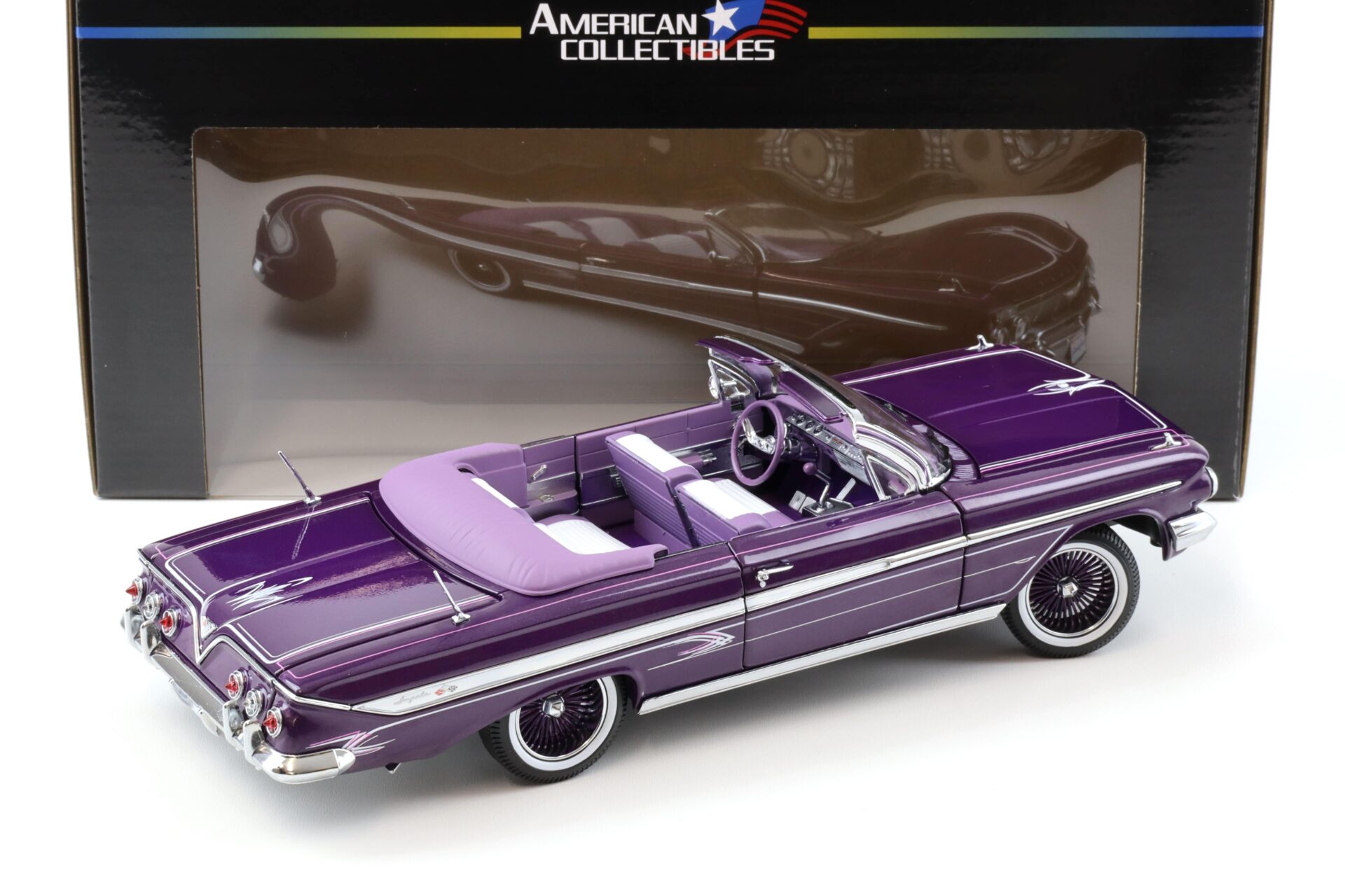 1:18 Sun Star 1961 Chevrolet Impala Lowrider open Convertible purple metallic