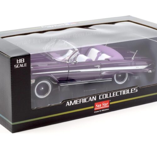 1:18 Sun Star 1961 Chevrolet Impala Lowrider open Convertible purple metallic