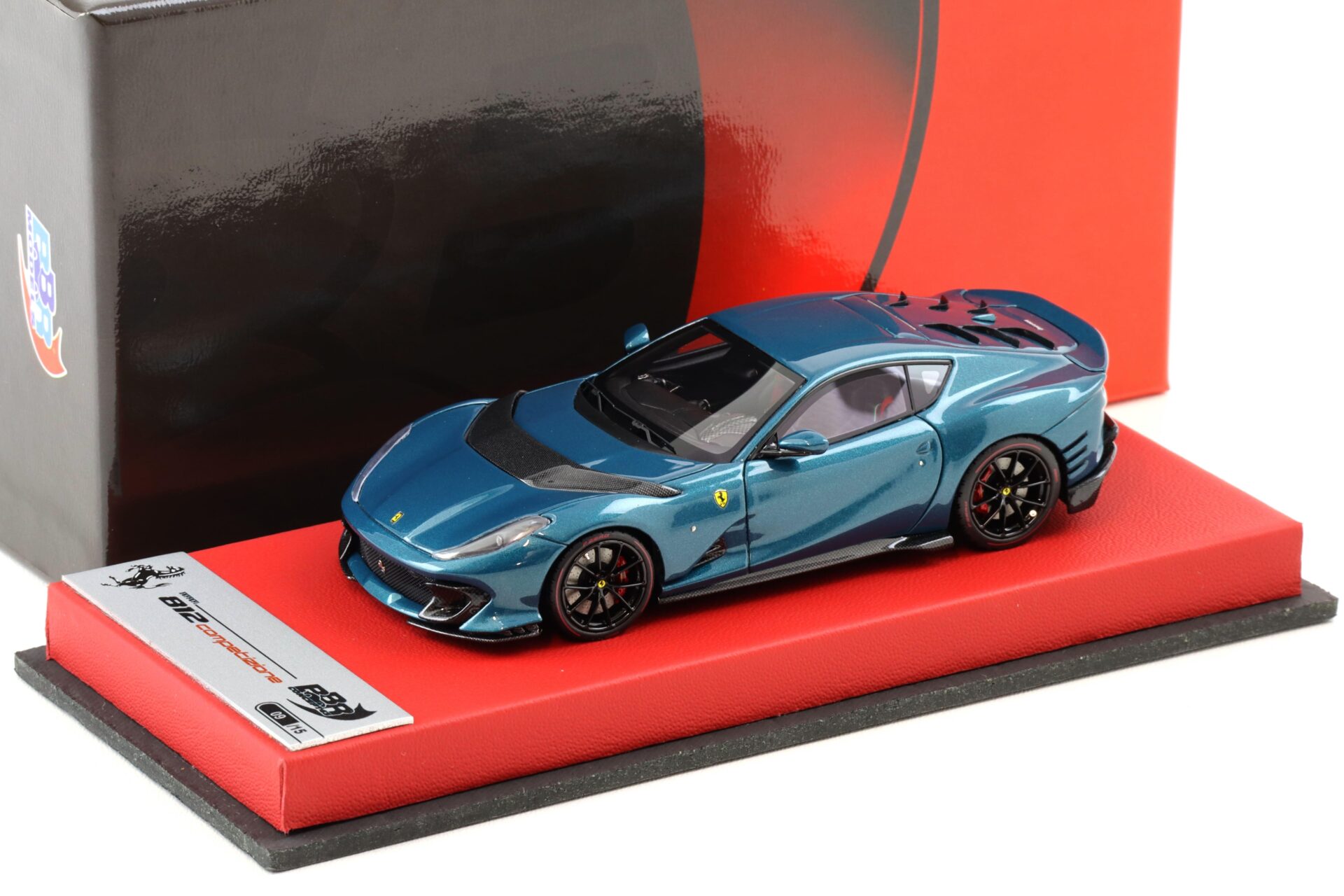 1:43 BBR Ferrari 812 Competizione Blu Capri gloss with leather base - Limited 15 pcs.