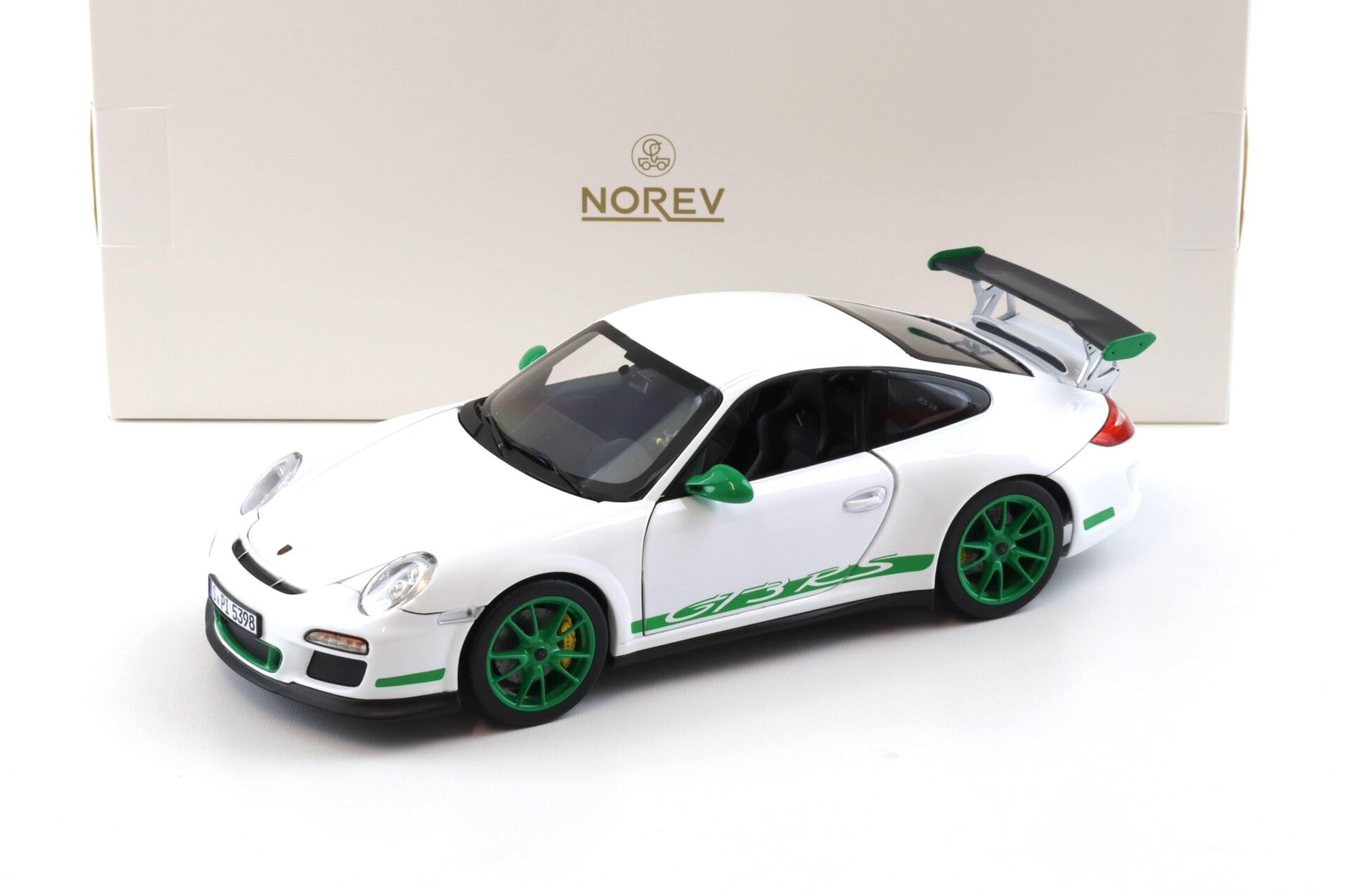 1:18 Norev Porsche 911 997.2 GT3 RS Coupe 2009 white/ green - Limited 300 pcs.