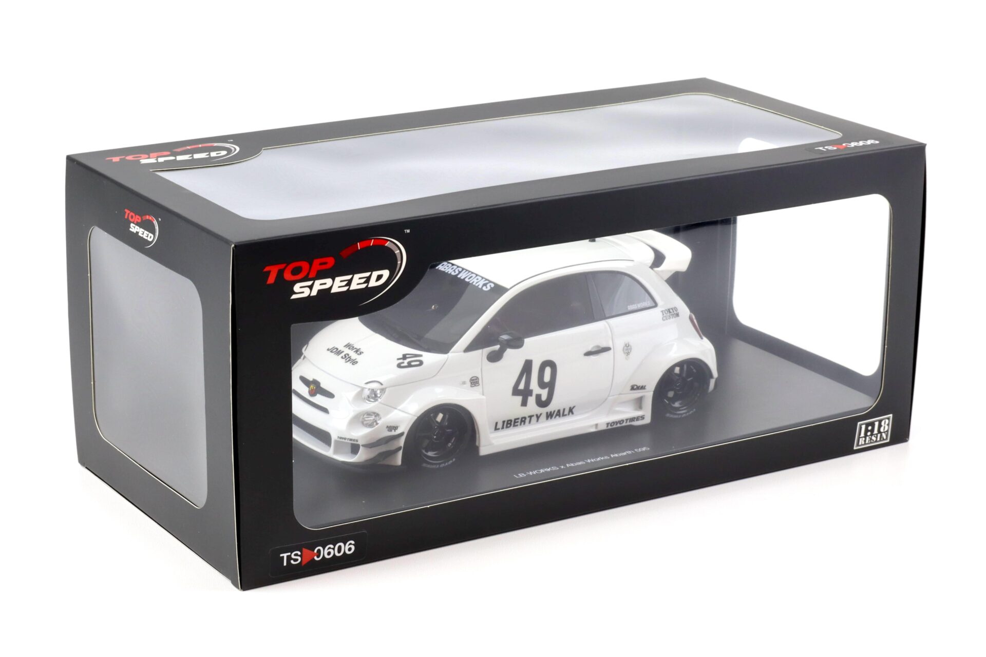1:18 Top Speed LB-Works x Abas Works Abarth 595 Garage white TS0606