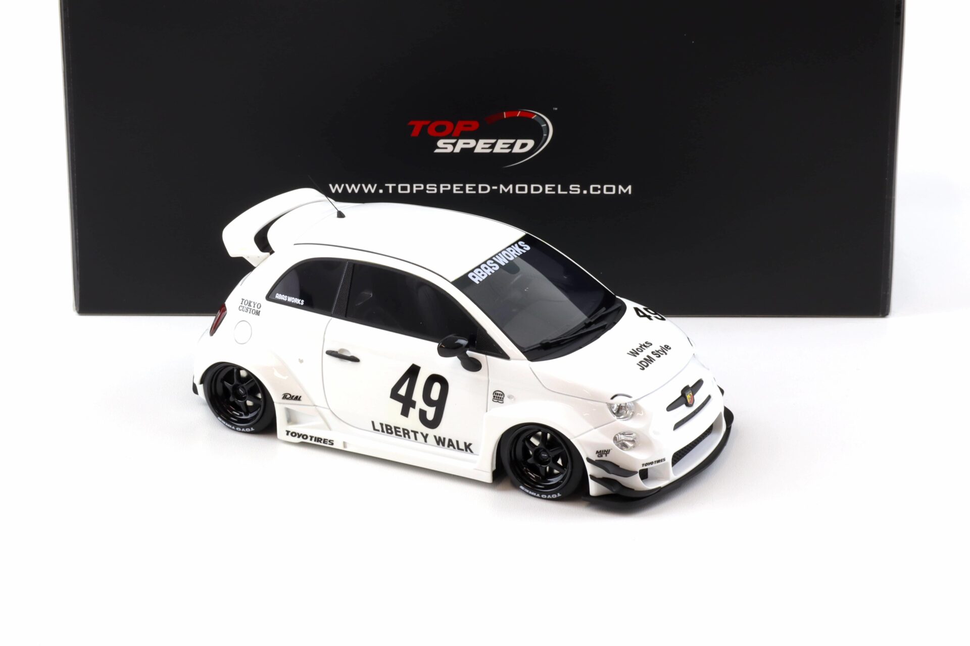 1:18 Top Speed LB-Works x Abas Works Abarth 595 Garage white TS0606
