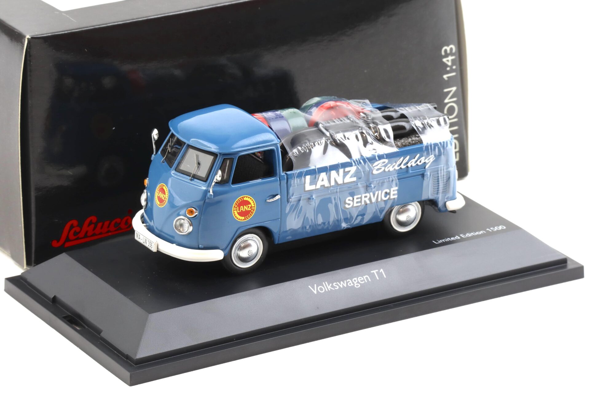 1:43 Schuco VW T1 Pritsche Lanz Bulldog Service blue