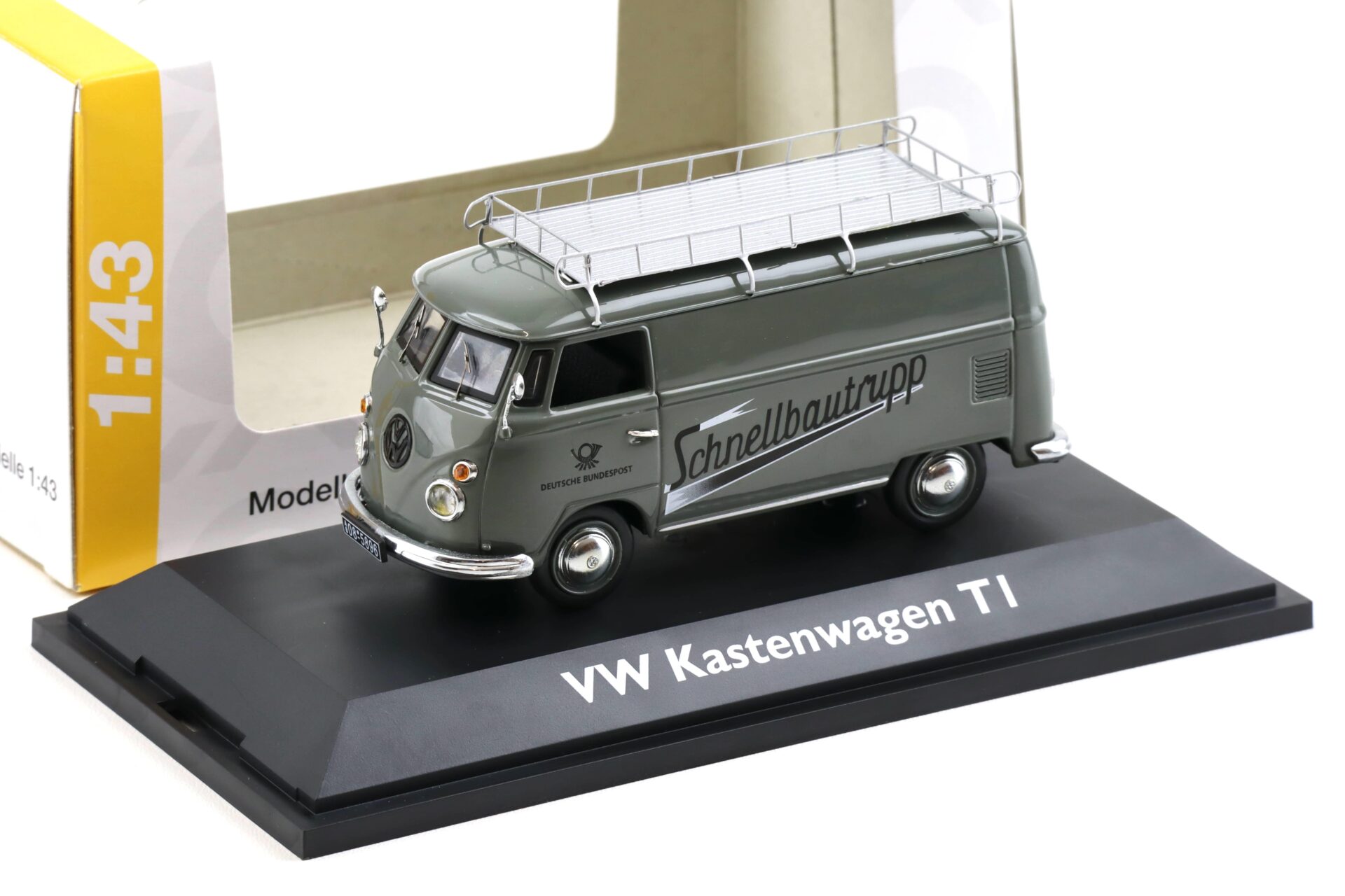 1:43 Schuco VW T1 Kastenwagen Deutsche Bundespost Schnellbautrupp grey