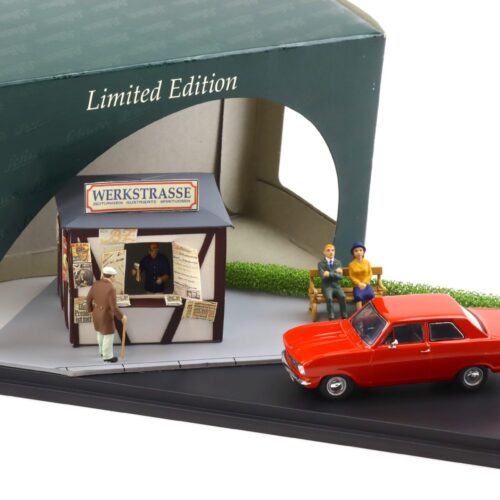 1:43 Schuco Diorama Zeitungs-Kiosk Opel Kadett B red 02945