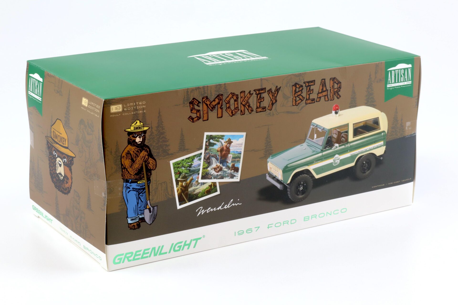 1:18 Greenlight Artisan 1967 Ford Bronco Smokey Bear Forest Ranger green/ cream