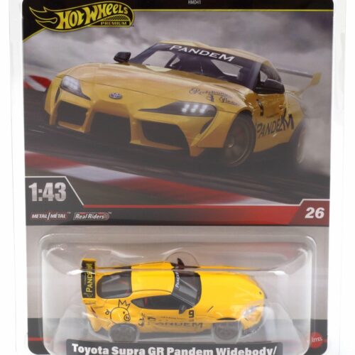 1:43 Hot Wheels Premium 2025 Real Riders JCN77 Toyota Supra GR Pandem Widebody yellow