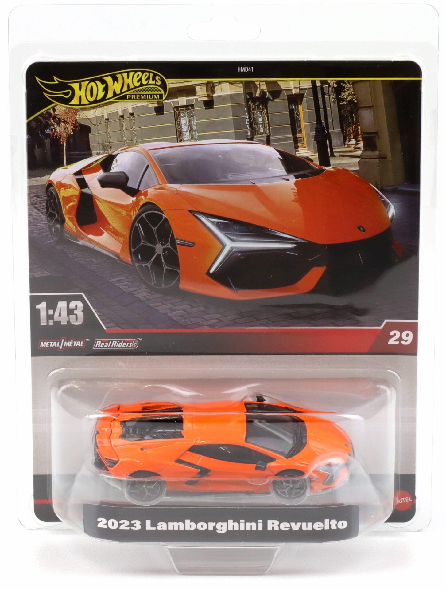 1:43 Hot Wheels Premium 2025 Real Riders JCN68 Lamborghini Revuelto 2023 orange