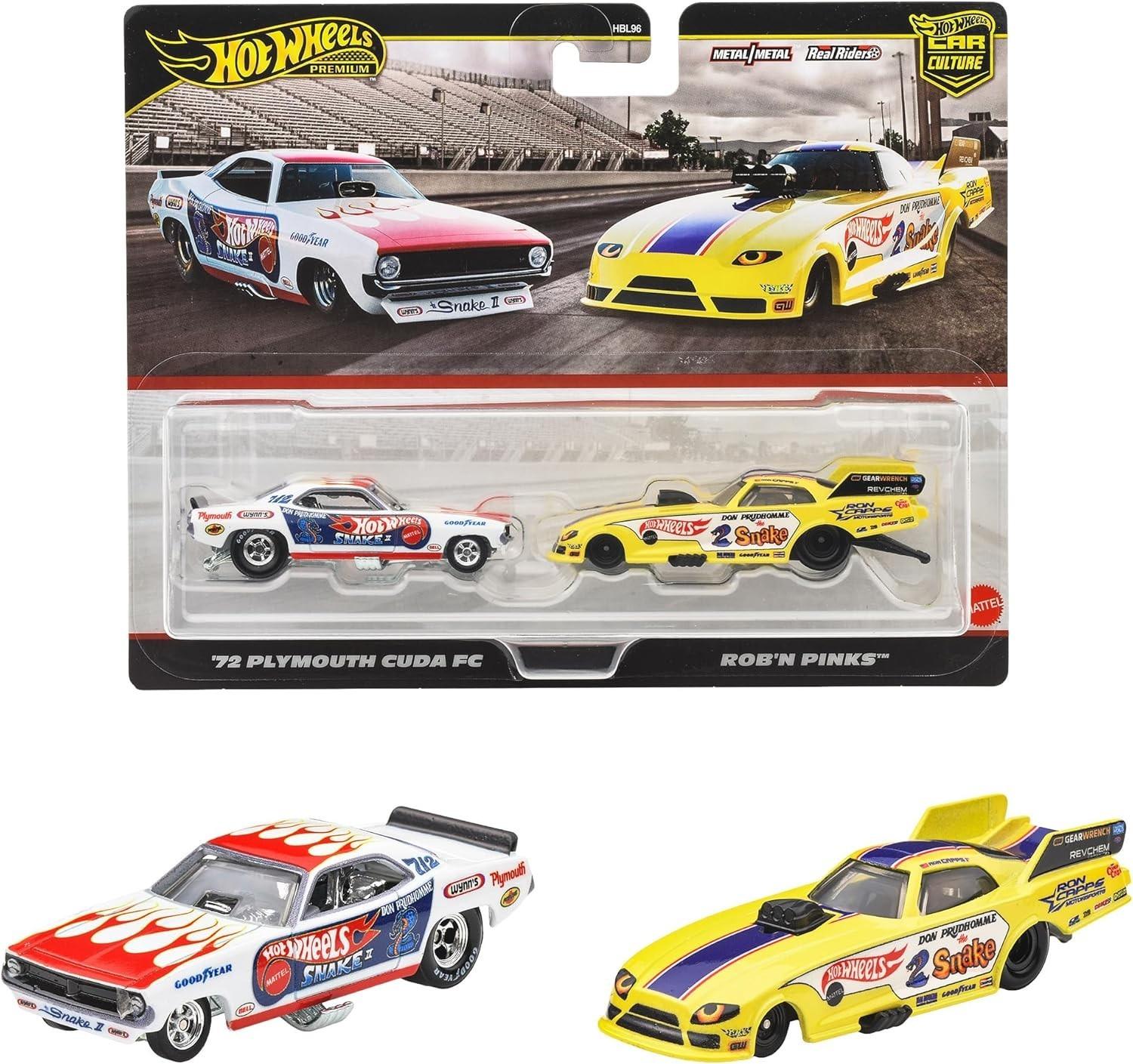 1:64 Hot Wheels 2025 Premium 2-Pack 979S Plymouth Cuda FC + RobÂ´n Pinks