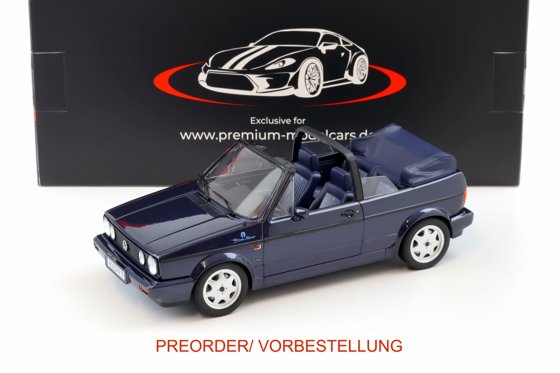 PREORDER 1:18 Norev VW Golf 1 Cabriolet Etienne Aigner 1990 Midnight blue metallic - Limited 750 pcs.
