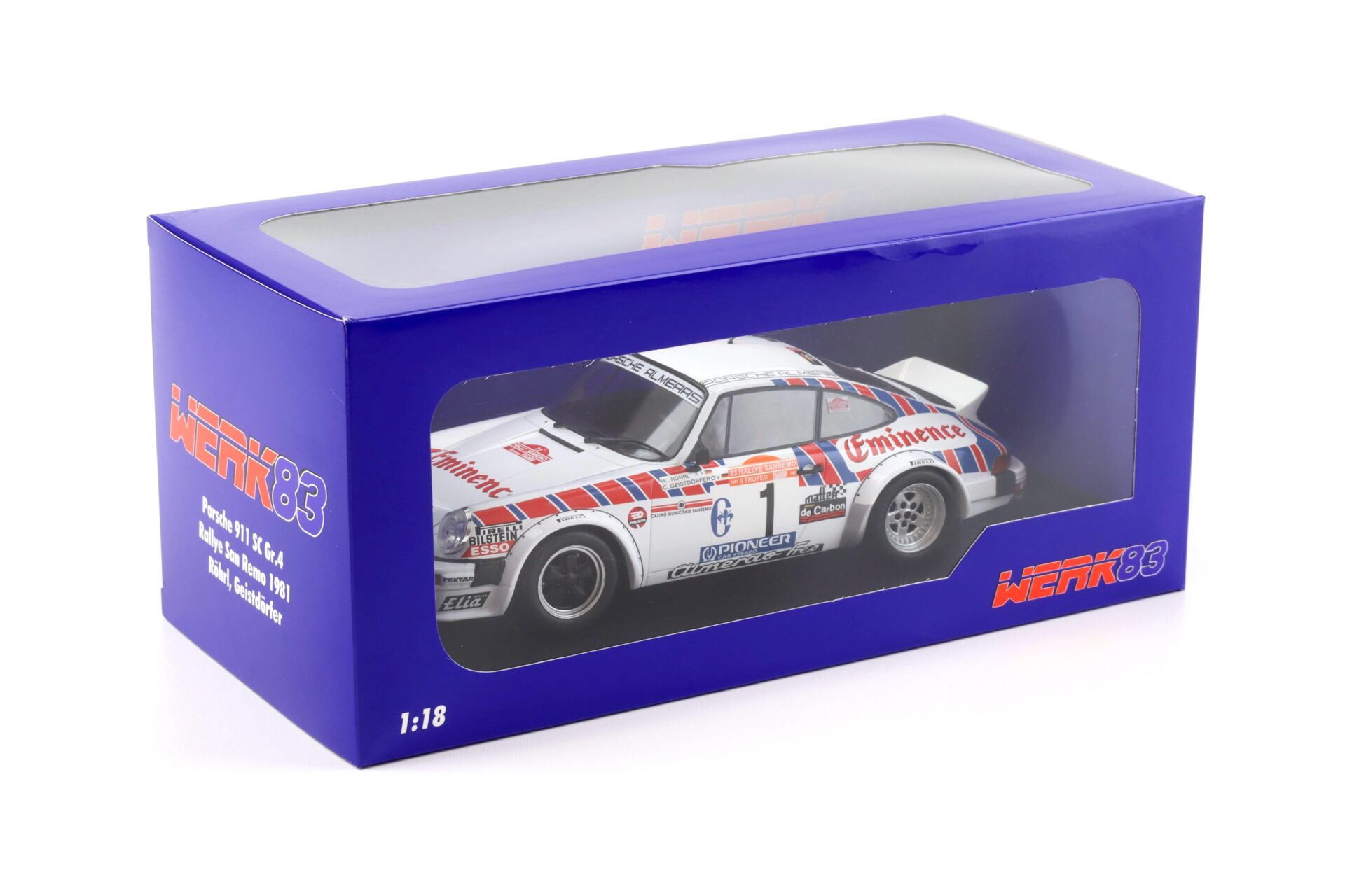 1:18 WERK83 Porsche 911 SC Gr.4 #1 Rallye San Remo 1981 Röhrl/ Geistdörfer