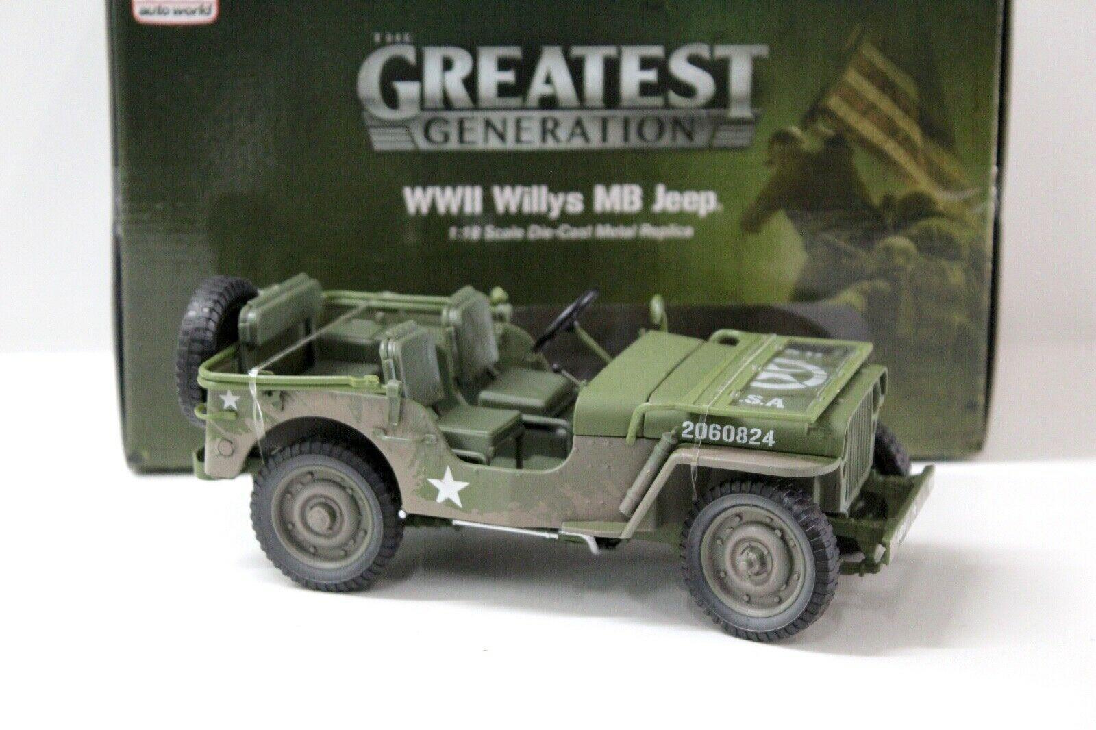 1:18 Auto World Willys Jeep US Army 1941 muddy green