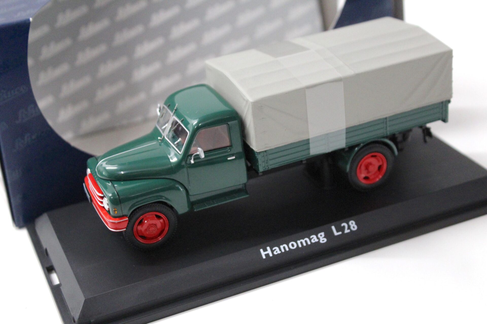 1:43 Schuco Hanomag L28 Pritsche/ Plane green/ grey