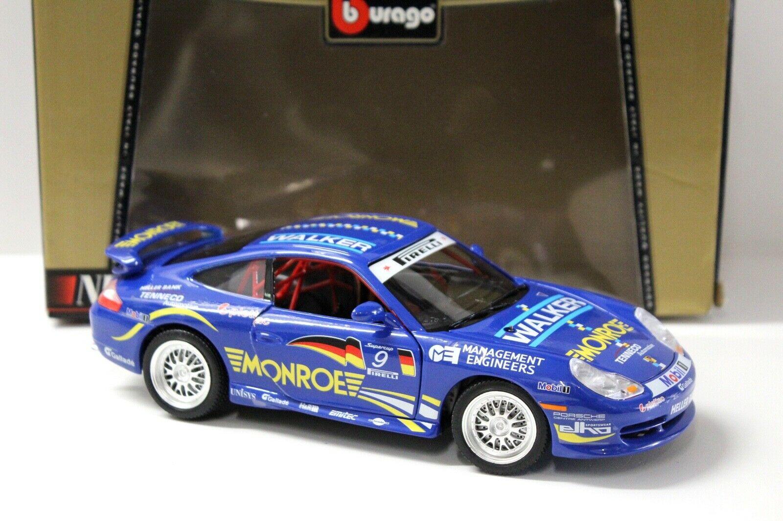 1:18 Bburago Porsche 911 996 GT3 Cup #9 Walker blue