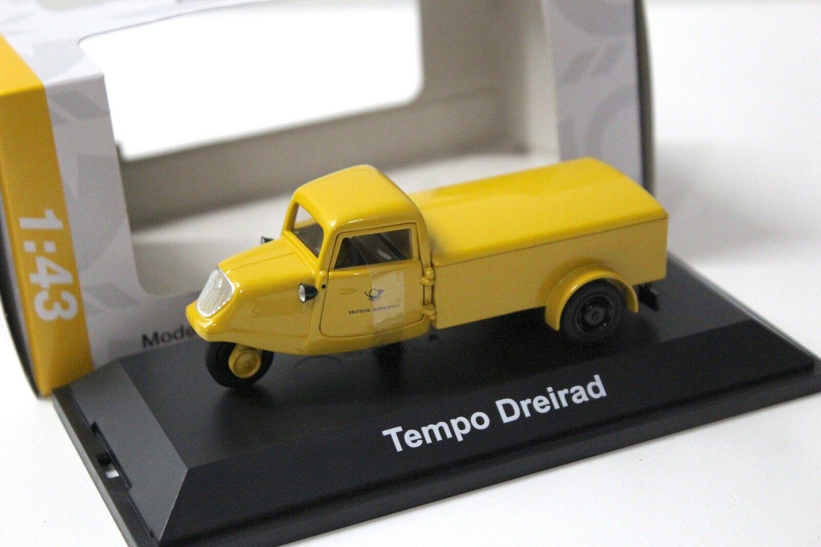 1:43 Schuco Tempo Dreirad Pritsche Deutsche Post yellow