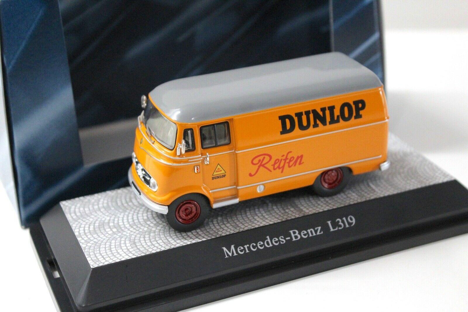 ID 50915 orig.jpg 1:43 Schuco Mercedes L319 Kasten Dunlop Reifen orange