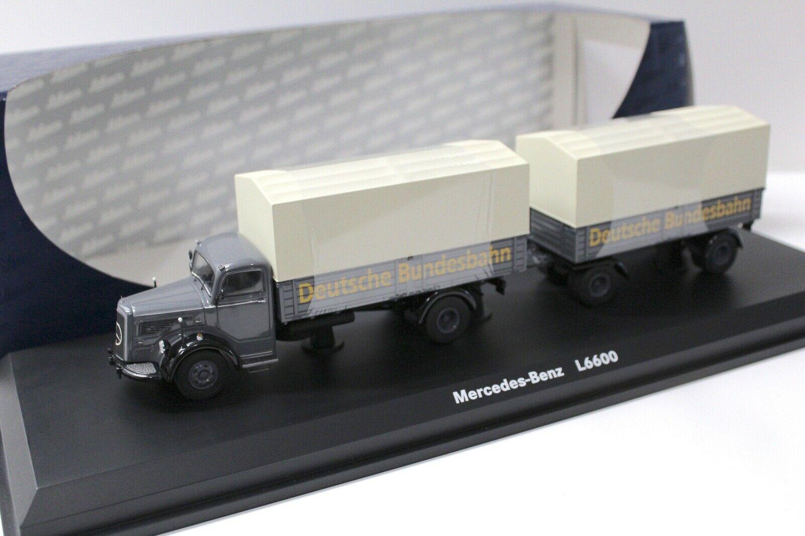 1:43 Schuco Mercedes L6600 mit Anhänger Deutsche Bundesbahn grey