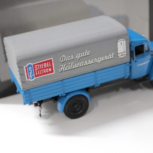 1:43 Minichamps Mercedes L3500 Canvas Truck "Stiebel Eltron" blue