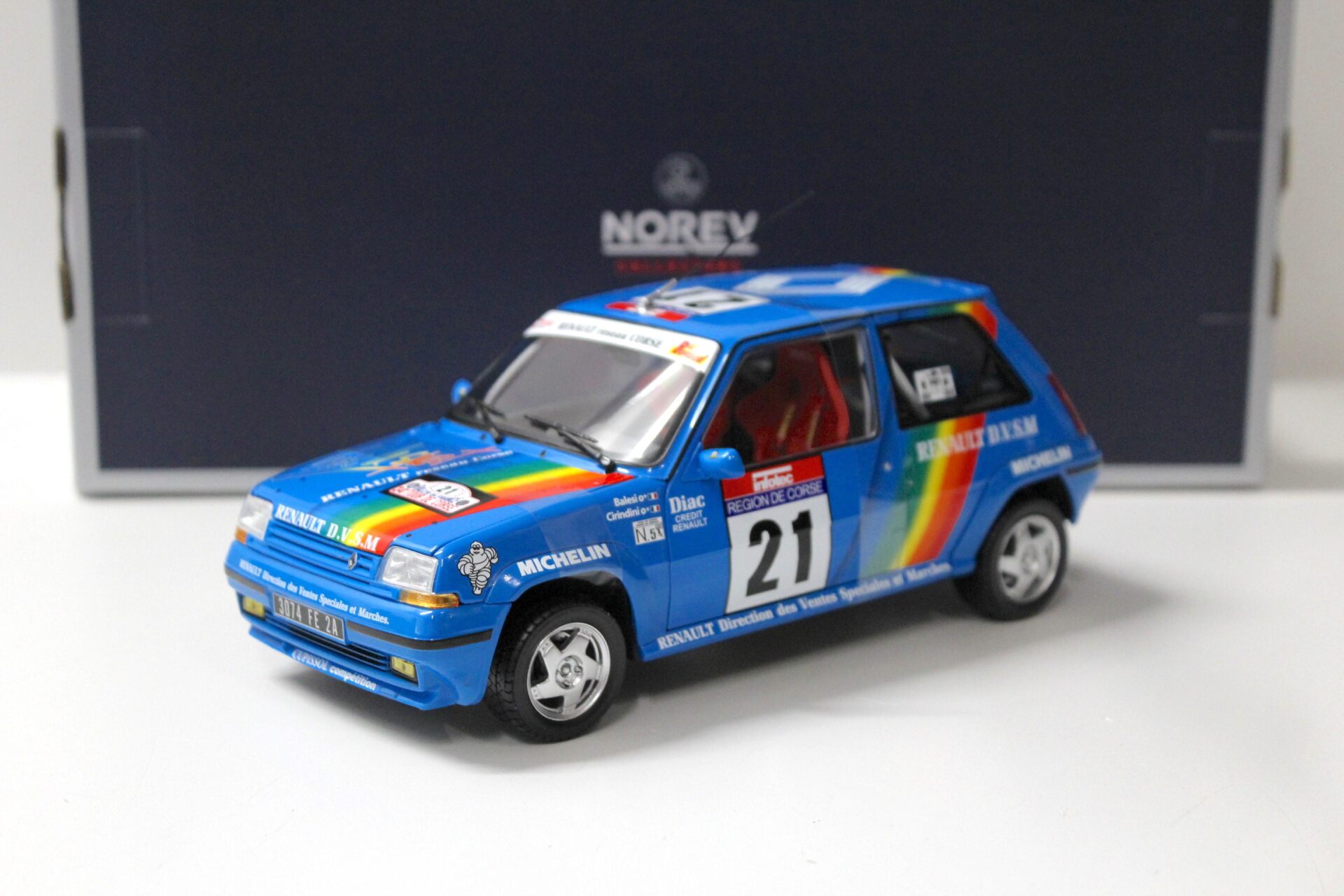 1:18 Norev Renault 5 R5 SuperCinq GT Turbo #21 Tour de Corse 1990