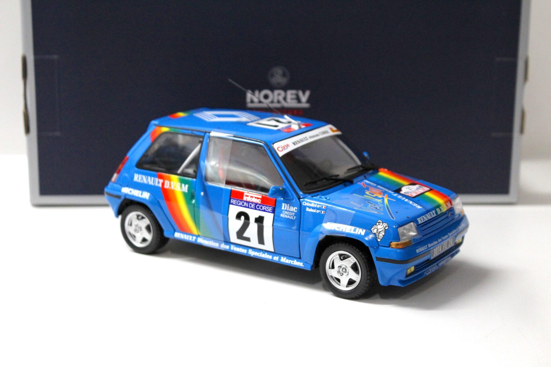 1:18 Norev Renault 5 R5 SuperCinq GT Turbo #21 Tour de Corse 1990