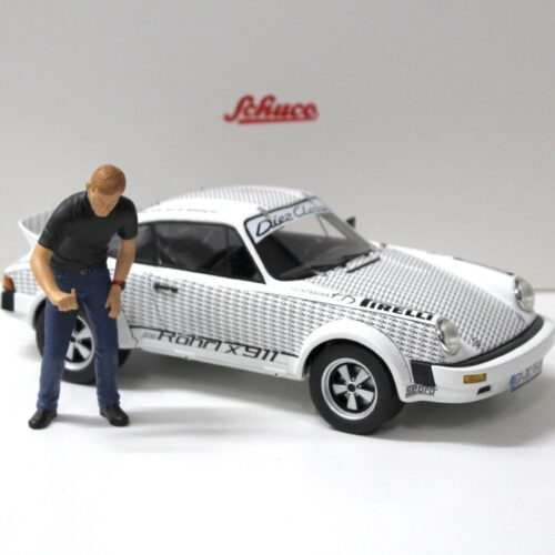 1:18 Schuco Porsche 911 Rallye x911 + Figur Walter Röhrl white/ black