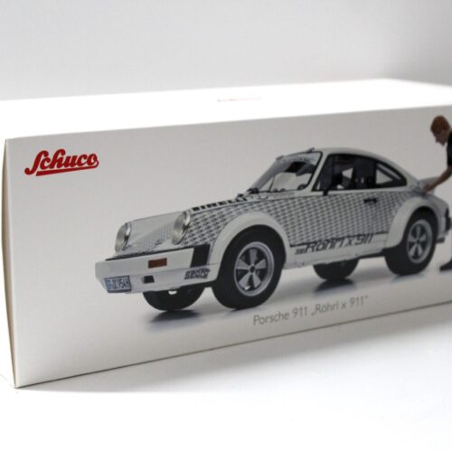 1:18 Schuco Porsche 911 Rallye x911 + Figur Walter Röhrl white/ black