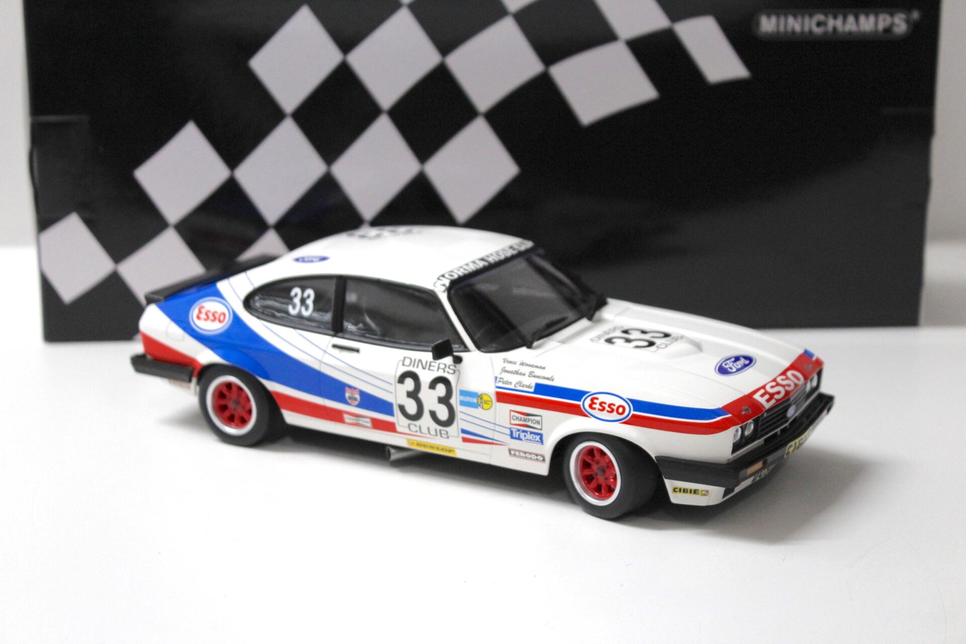 1:18 Minichamps Ford Capri 3.0S V.M. Woodman 3rd Place SPA 24h 1981 ESSO #33