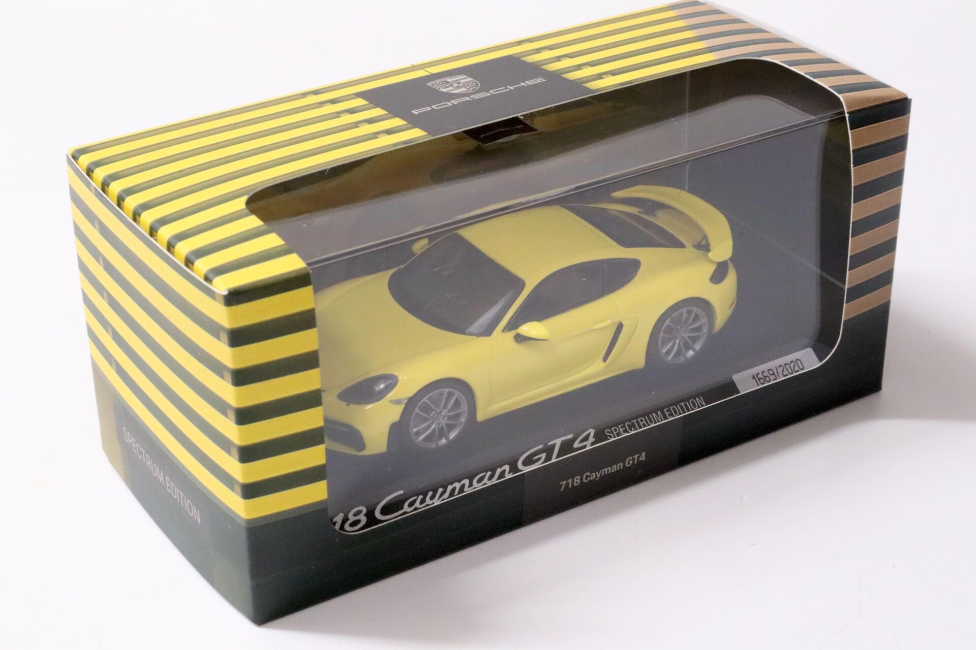 1:43 Minichamps Porsche 718 Cayman GT4 Spectrum Edition yellow DEALER VERSION SALE%%%
