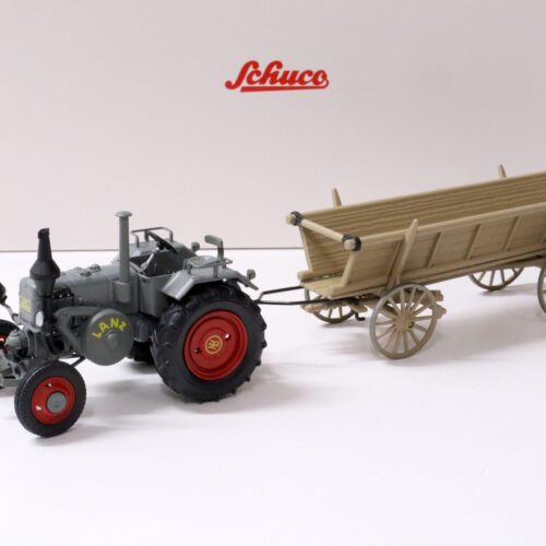 1:32 Schuco Lanz Bulldog mit Leiterwagen grey/ beige