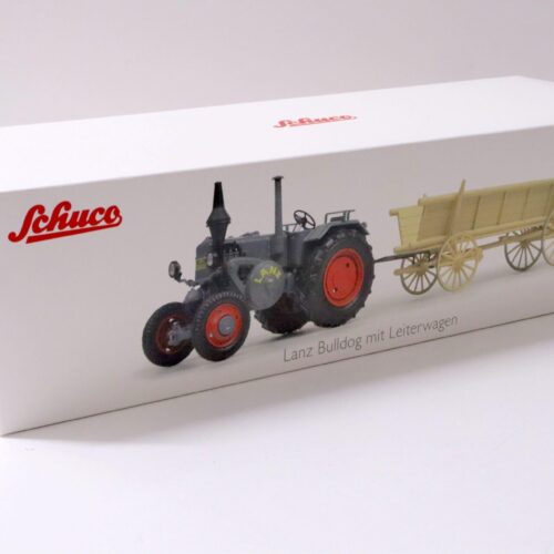 1:32 Schuco Lanz Bulldog mit Leiterwagen grey/ beige