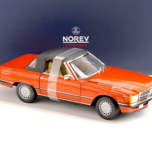 1:18 Norev Mercedes 300 SL Cabriolet R107 Inca red 1986