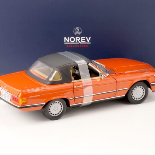 1:18 Norev Mercedes 300 SL Cabriolet R107 Inca red 1986