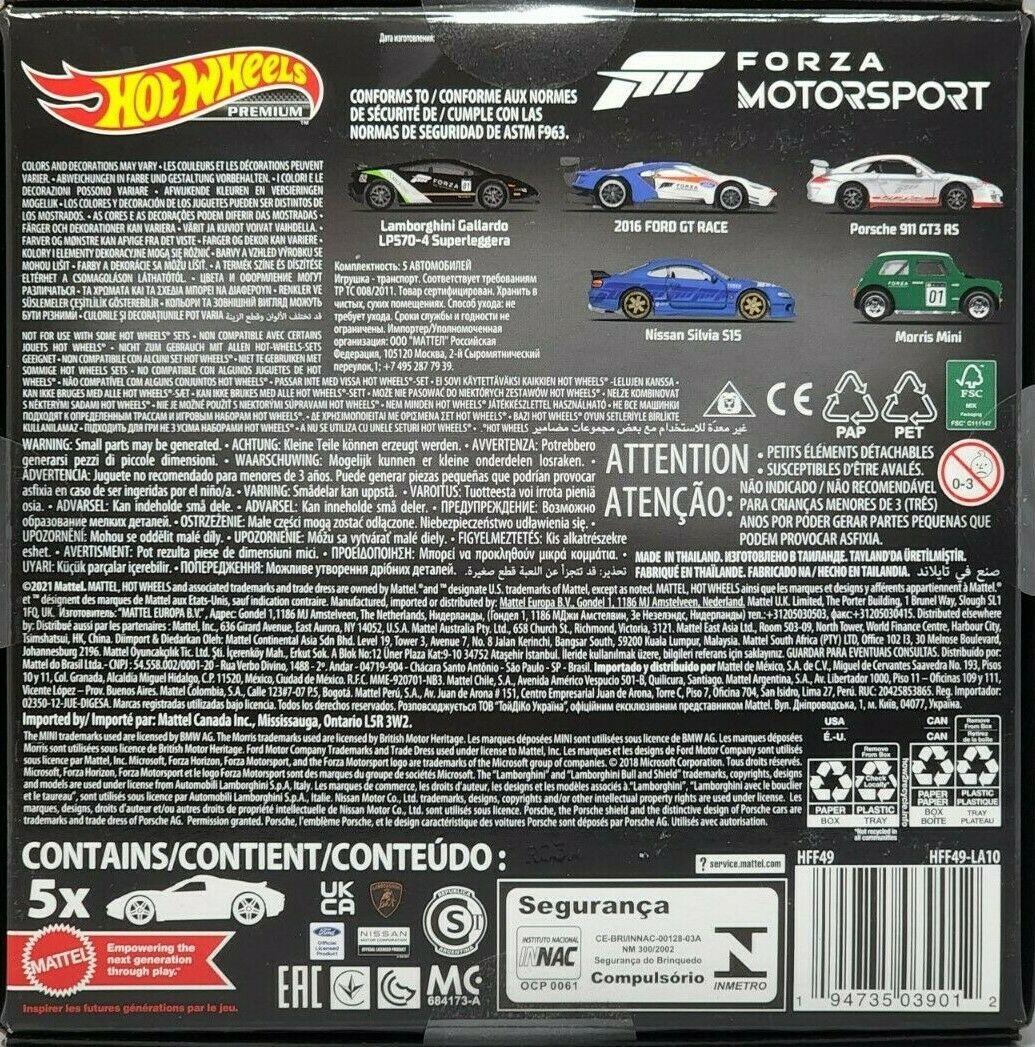 1:64 Hot Wheels Premium 2022 Forza Motorsport 5 Pack Box Set Real Riders HFF49