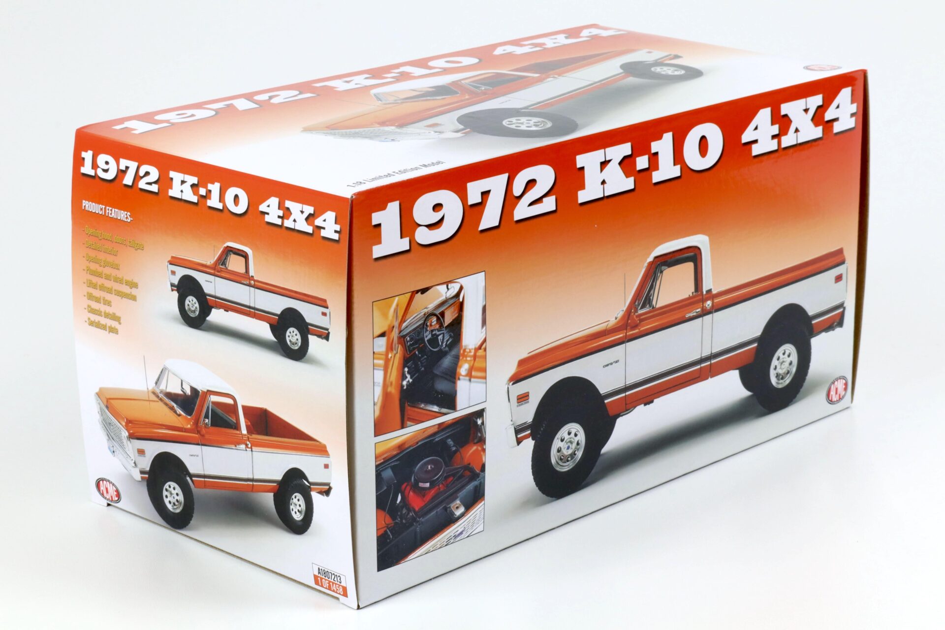 1:18 ACME 1972 Chevrolet K-10 4x4 Pick-Up 35" Offroad tires orange/ white