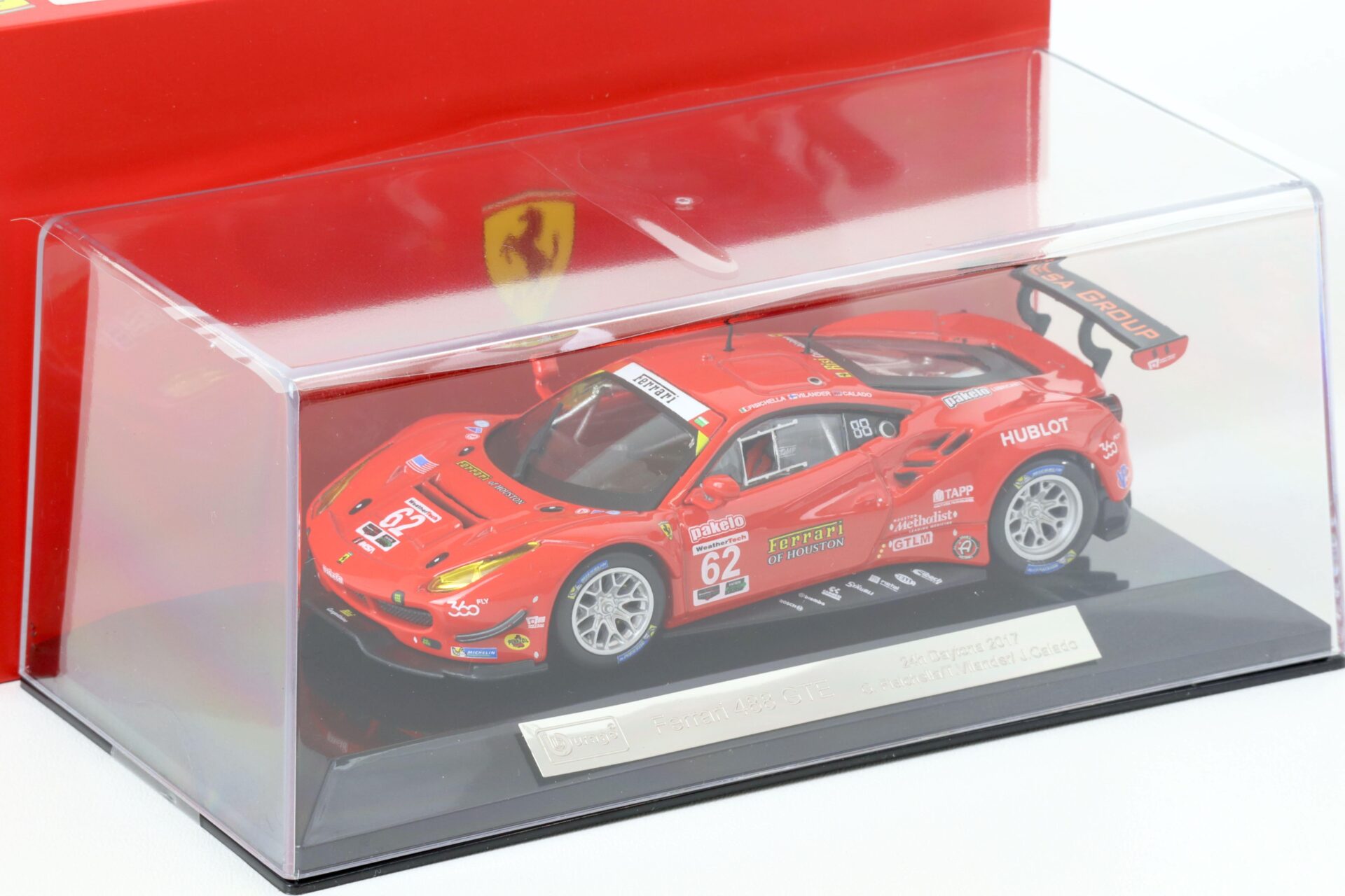 1:43 Bburago Ferrari 488 GTE 24h Daytona 2017 G.Fisichella #62 red