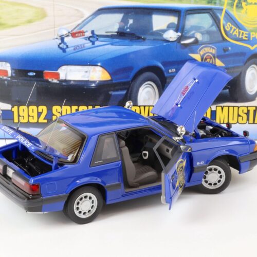1:18 GMP 1992 Ford Mustang 5.0 Coupe Michigan State Police blue