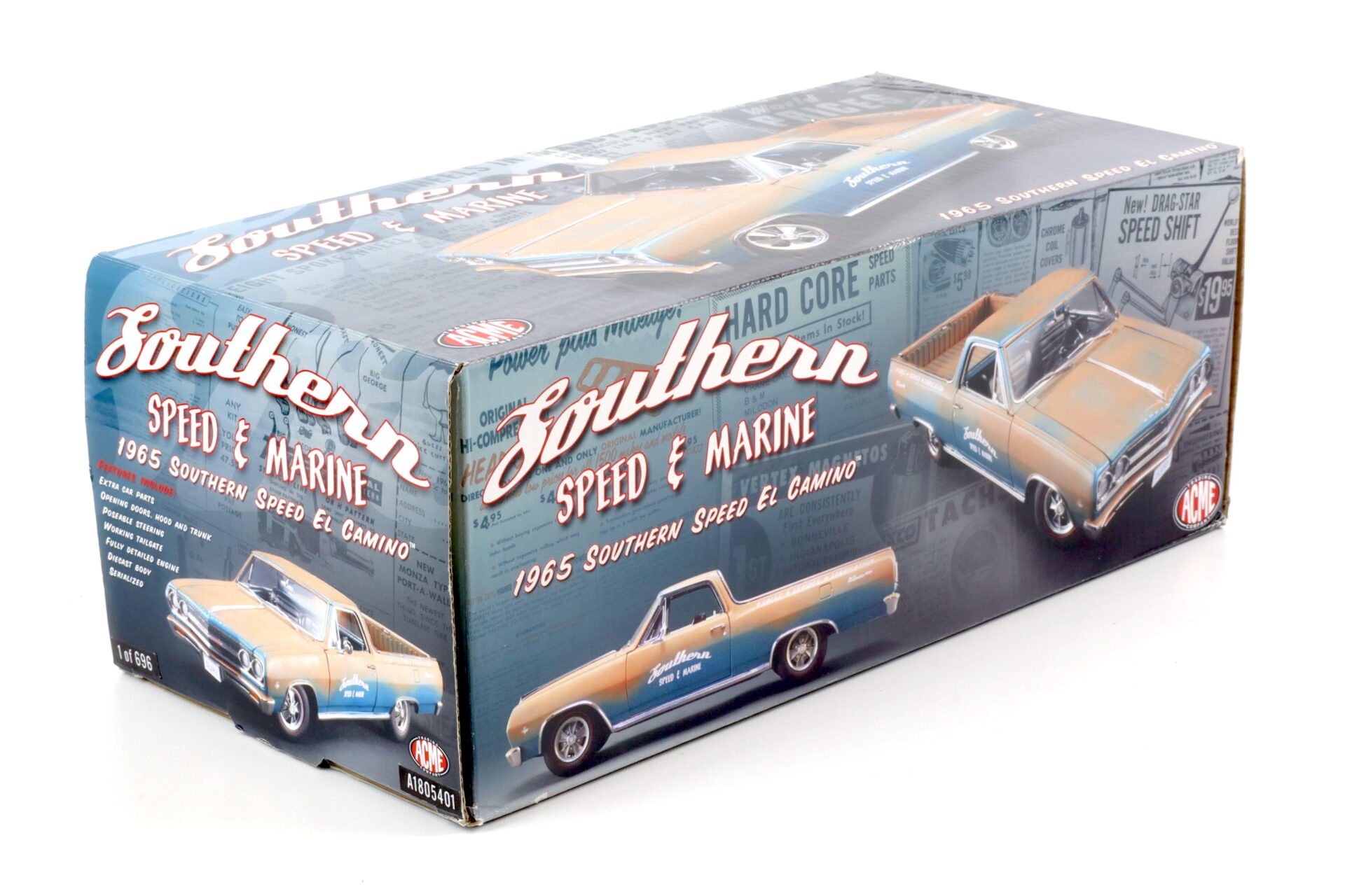 1:18 ACME 1965 Chevrolet El Camino Southern Speed & Marine blue/ brown