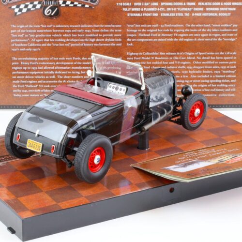 1:18 Highway61 Ford Model A Roadster Hot Rod Origins of Speed black 50161