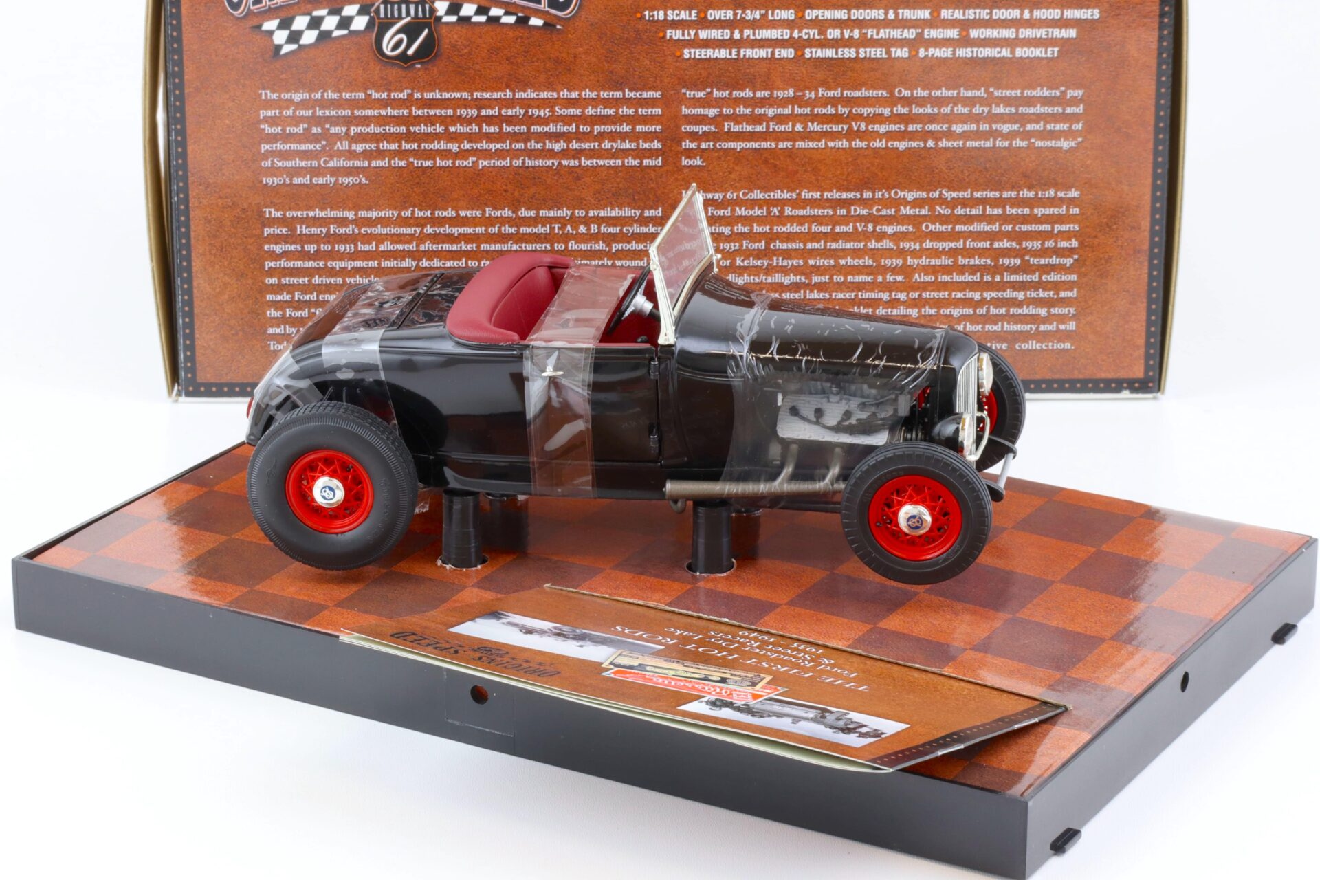 1:18 Highway61 Ford Model A Roadster Hot Rod Origins of Speed black 50161