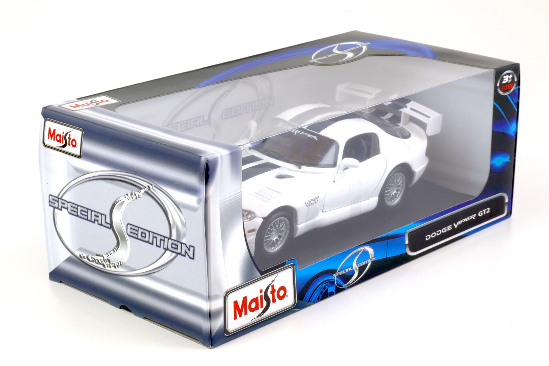 1:18 Maisto Dodge Viper GT2 Coupe white/ dark blue stripes