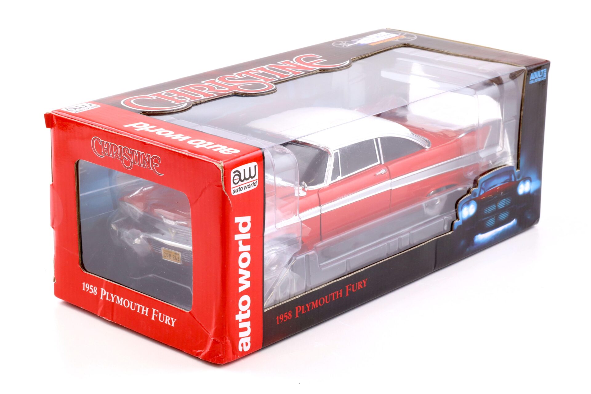 1:18 Auto World 1958 Plymouth Fury CHRISTINE red/ white roof