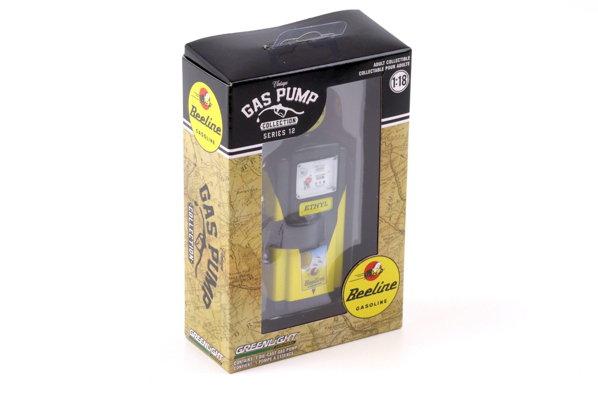 1:18 Greenlight 1948 Wayne 100-A Gas Pump Zapfsäule Beeline Gasoline yellow/black