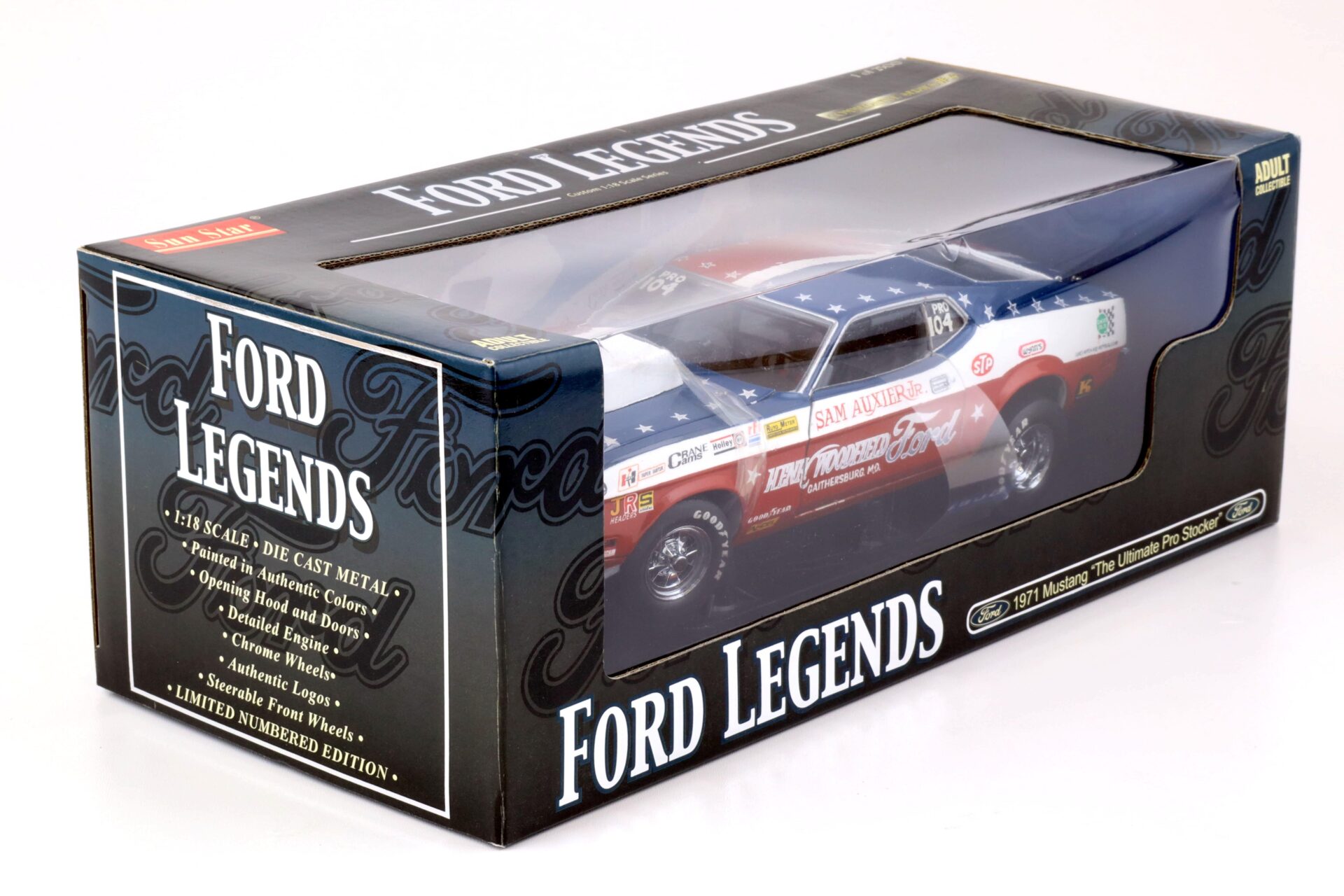 1:18 Sun Star 1971 Ford Mustang The Ultimate Pro Stocker red / blue / white
