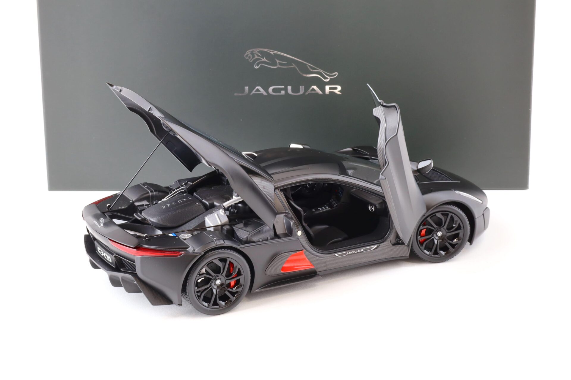 1:18 Almost Real Jaguar C-X75 satin black matt with gloss black stripes 810605