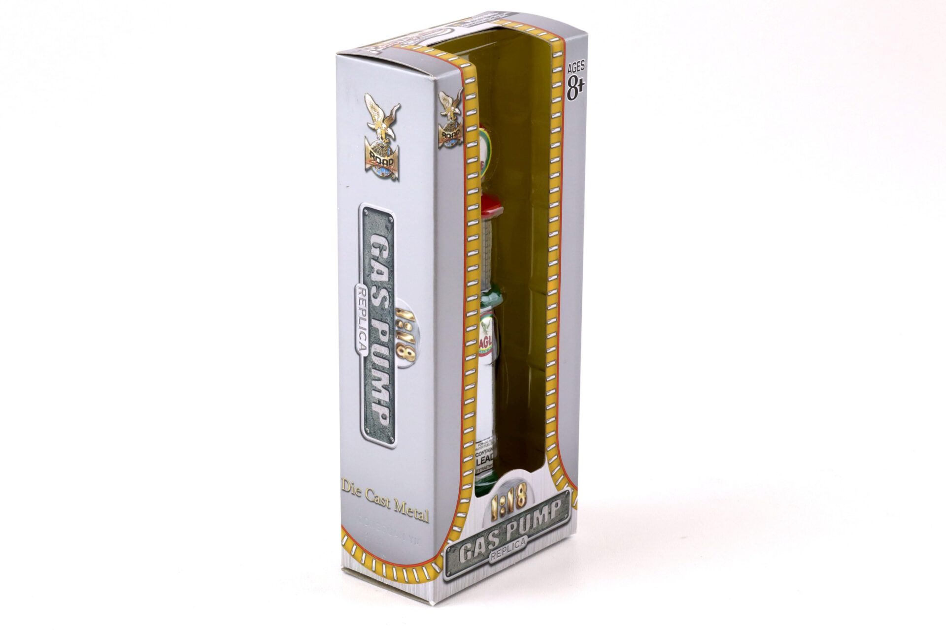 1:18 Road Signature Gas Pump Zapfsäule Eagle Gasoline white / red / green